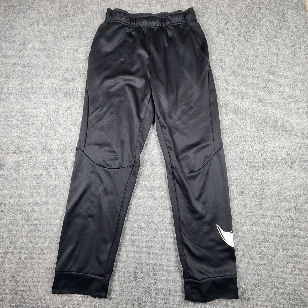 Nike Dri-FIT Boys XL Black Athletic Jogger Pants Big Swoosh Logo Training Sweats